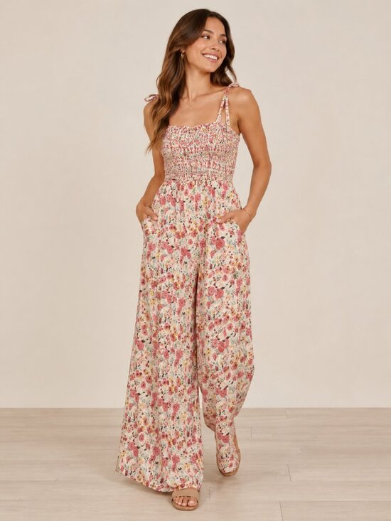 Anthropologie Pants - NWT Anthropologie Blue Rain Floral Pink Jumpsuit, XS